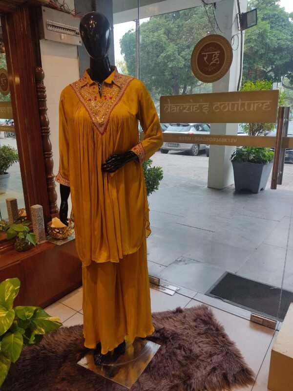Mango yellow Overlay 3 piece Dress