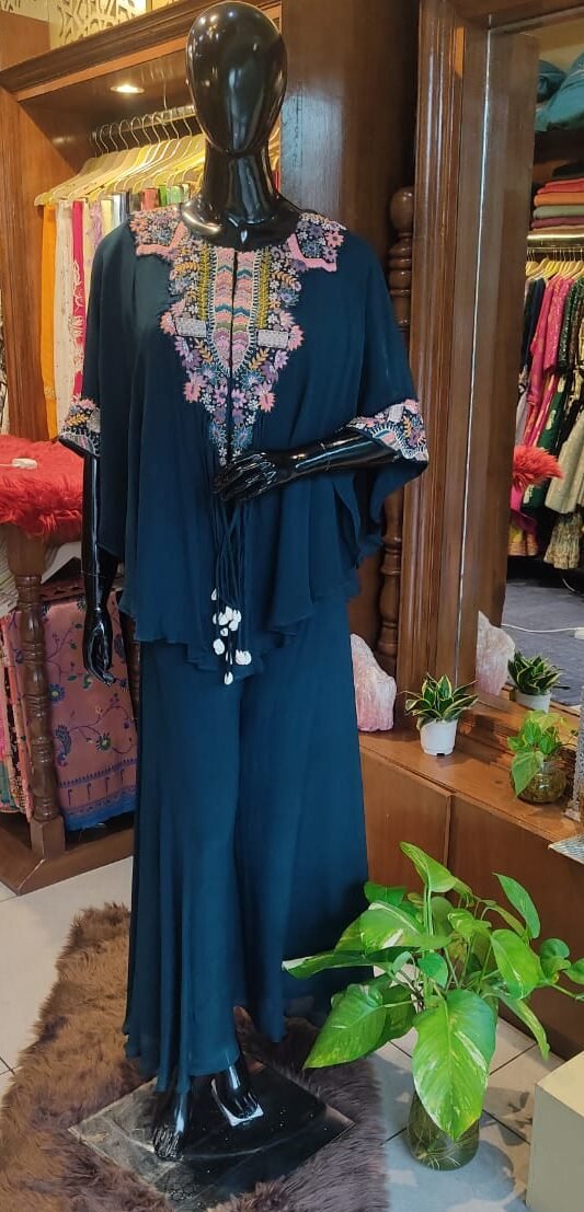 TEAL BLUE Overlay 3 piece Dress