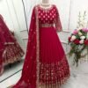 RED Wedding Anarkali, Pant and Dupatta Set