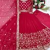 RED Wedding Anarkali, Pant and Dupatta Set