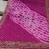 Mulberry pink Pure bandhani shibori saree with hand gota Zari work