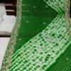 Dark green Pure bandhani shibori saree with hand gota Zari work