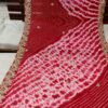 Persian RED Pure bandhani shibori saree with hand gota Zari work