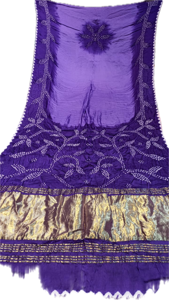 4 Persian indigo Modal Silk bandhani saree