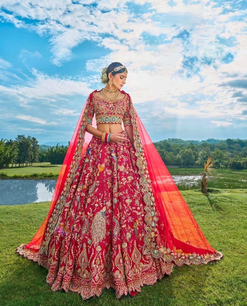 Lehenga Set prepared from RED fabric