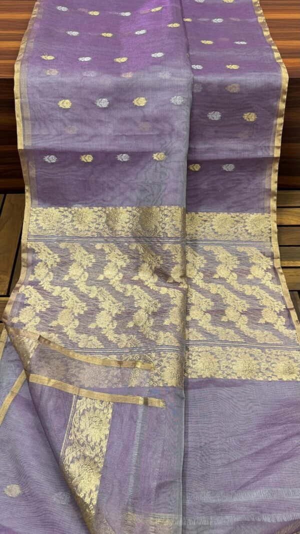 Violet Pure Kadwa Tissue Saree c