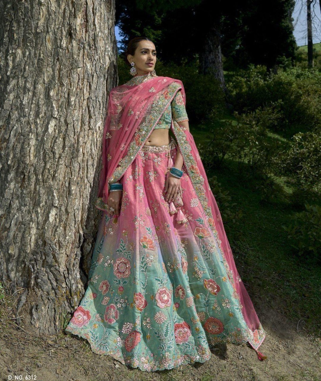 10a Light Pink and Cyan Double coloured Lehenga